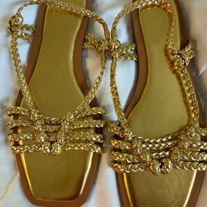 Zara Gold Braided Sandals